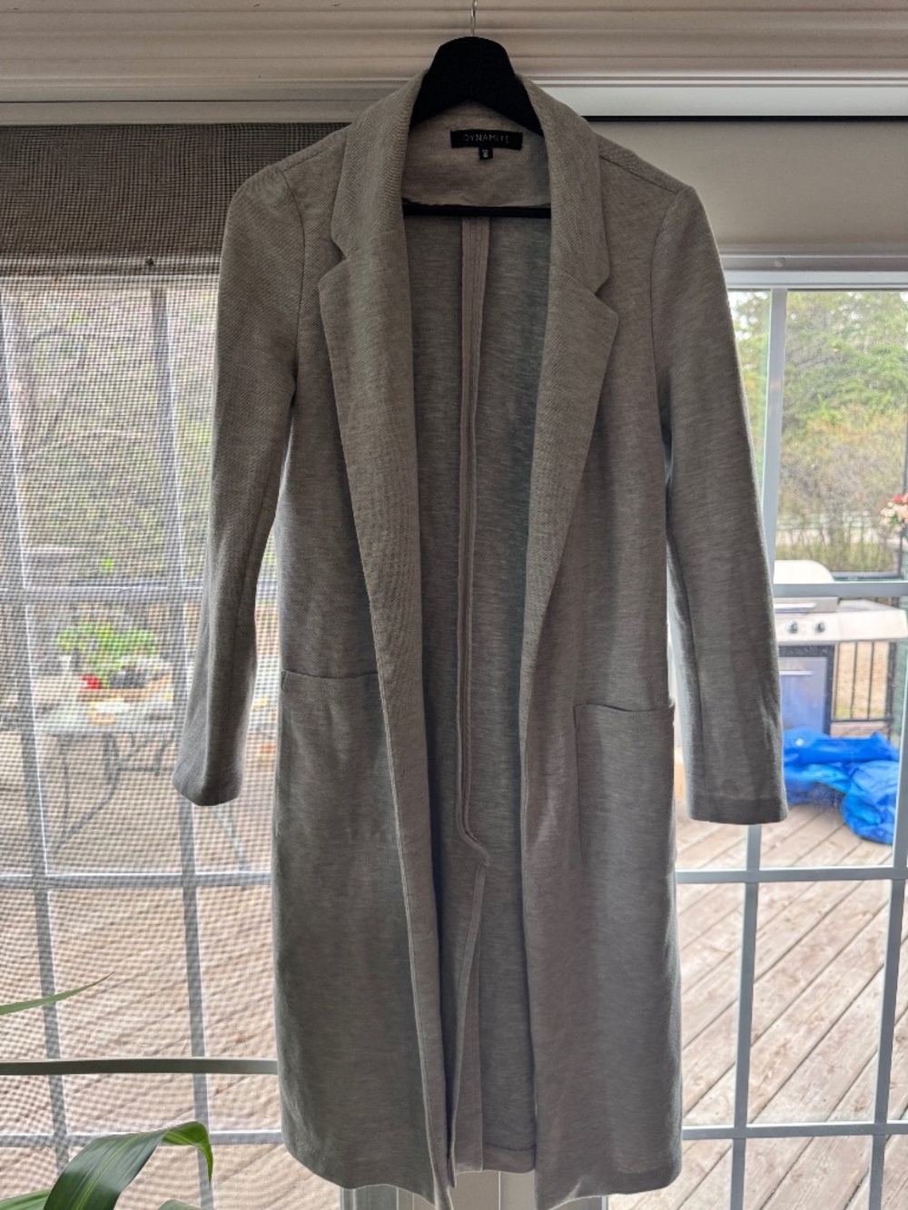 Long gray blazer cardigan
